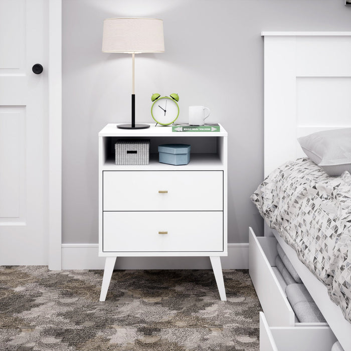 Milo 2-Drawer Tall Nightstand - White
