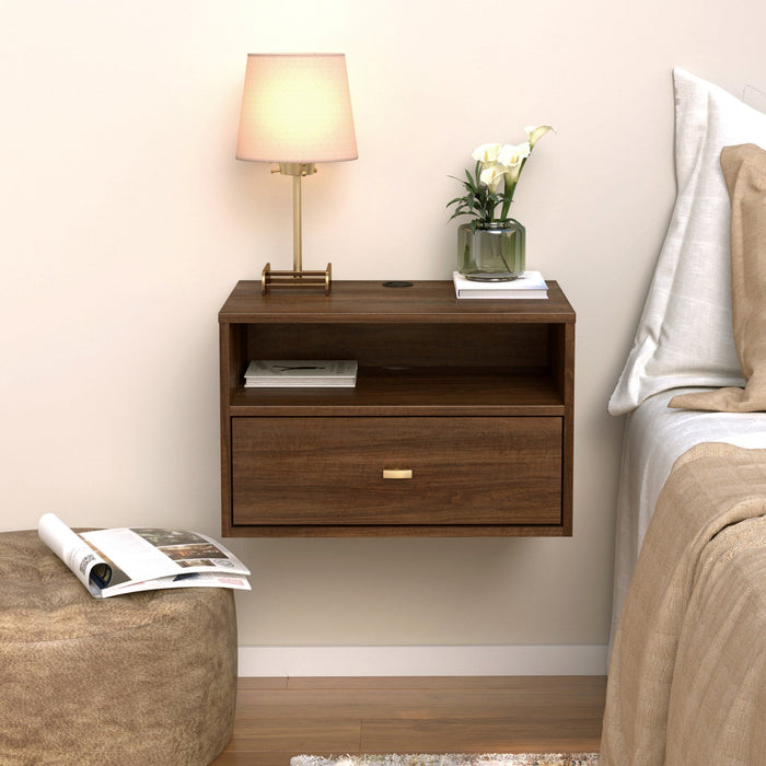Floating Shelf with Drawer - Espresso