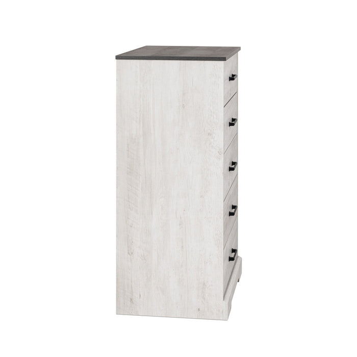 Prepac Rustic Ridge 27.5\" 5-Drawer Chest - Washed White