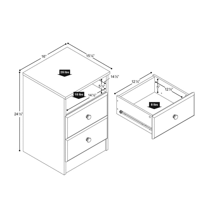 Astrid Kids 2-Drawer Nightstand - White
