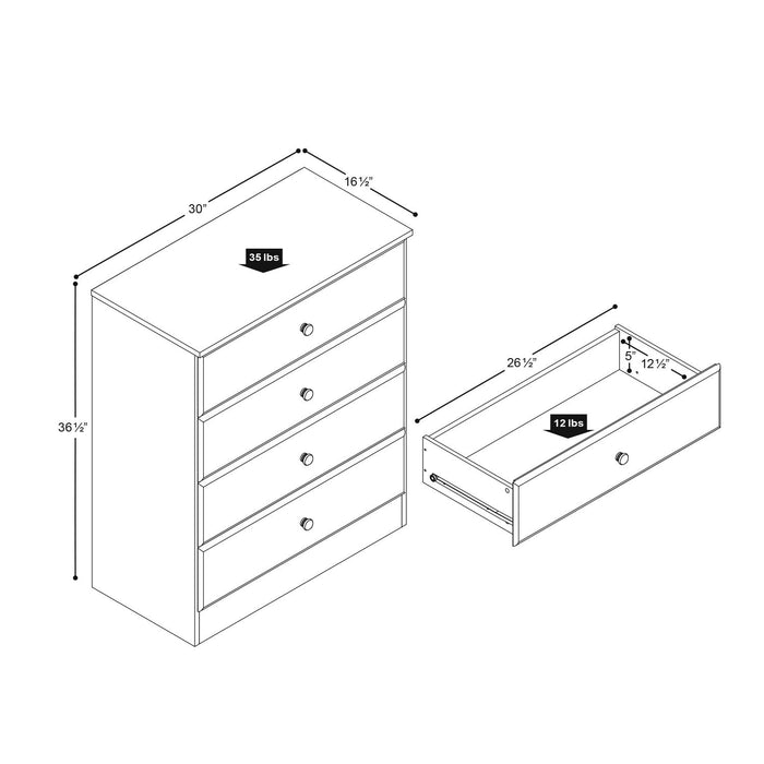 Astrid Kids 4-Drawer Dresser - White