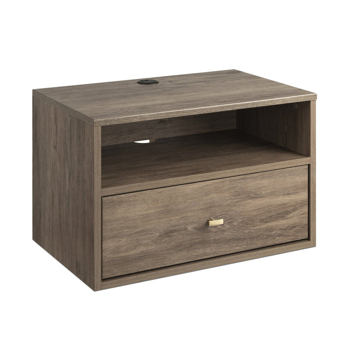 Floating Shelf with Drawer – Drifted Grey