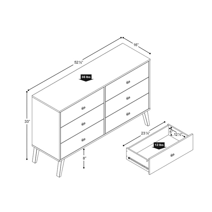 Milo 6-Drawer Dresser - Drifted Grey