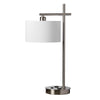 Dainolite 1 Light Table Lamp USB Port Satin Chrome Finish White Shade