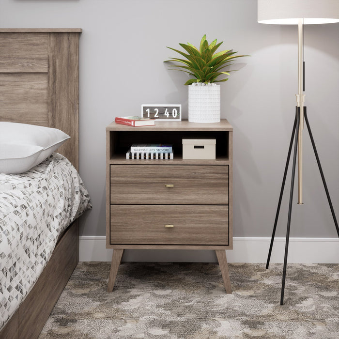 Milo 2-Drawer Tall Nightstand - Drifted Grey