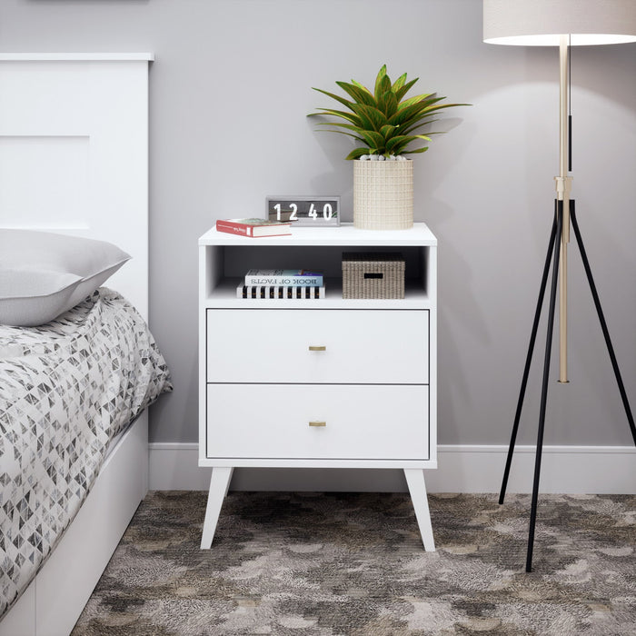 Milo 2-Drawer Tall Nightstand - White