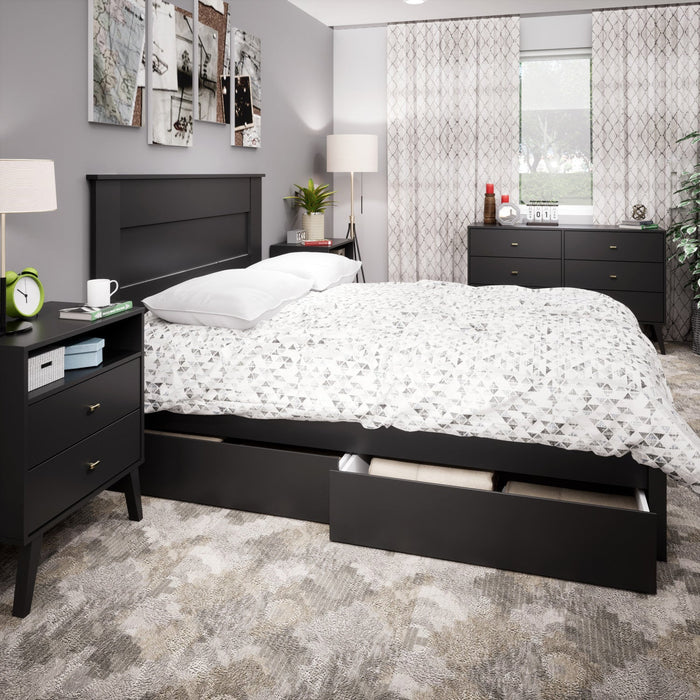 Milo 2-Drawer Tall Nightstand - Black