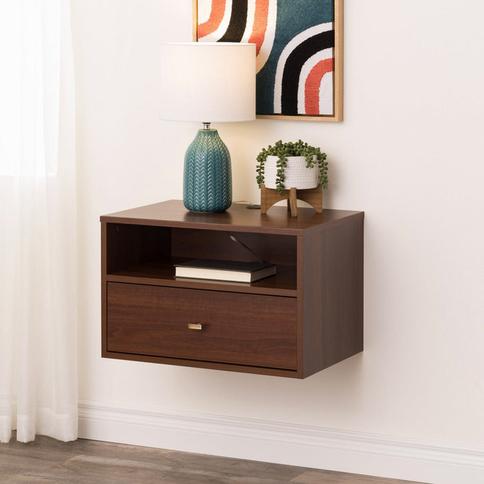 Floating Shelf with Drawer - Espresso