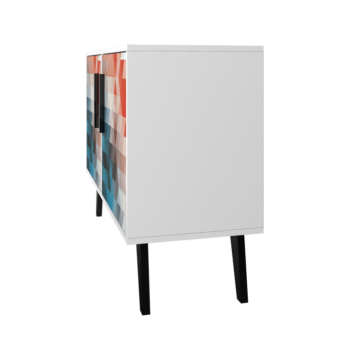 Manhattan Comfort Mid-Century Modern Amsterdam 3-Shelf Accent Cabinet – Multi-Colour