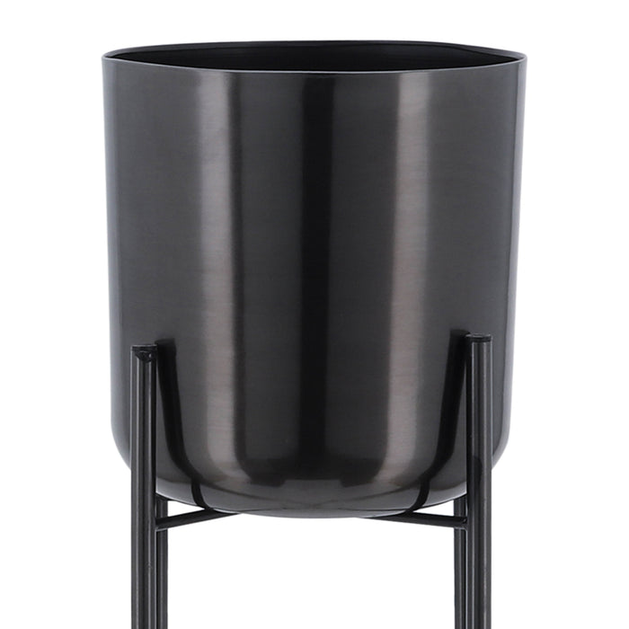 Metal 20\"/30\"/40\" Gunmetal Grey Planter on Stand - Set of 3