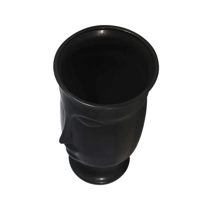 Ceramic 11\" Face Vase with Base - Black