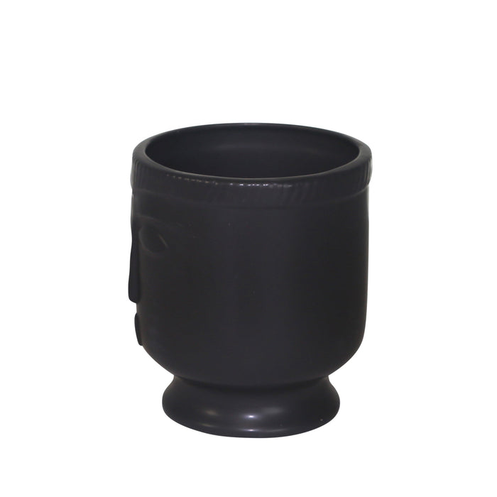 Ceramic 6\" Face Vase with Base - Black