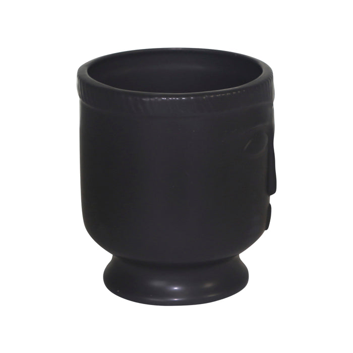 Ceramic 6\" Face Vase with Base - Black