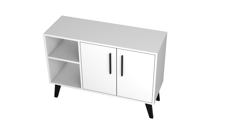 Manhattan Comfort Mid-Century Modern Amsterdam 35.43\" Sideboard with 4 Shelves - White