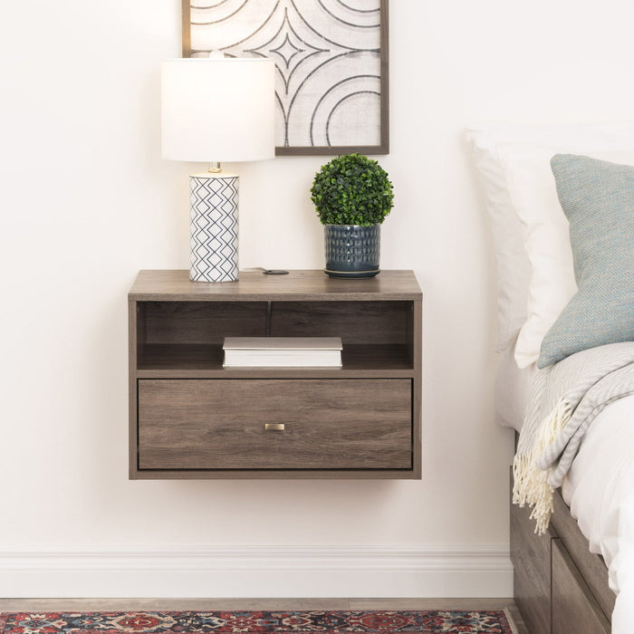 Floating Shelf with Drawer – Drifted Grey