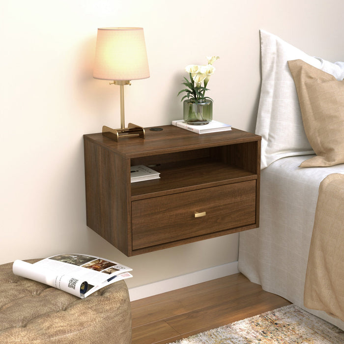 Floating Shelf with Drawer - Espresso