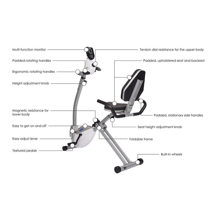 Stamina Recumbent Exercise Bike with Upper Body Fitness 