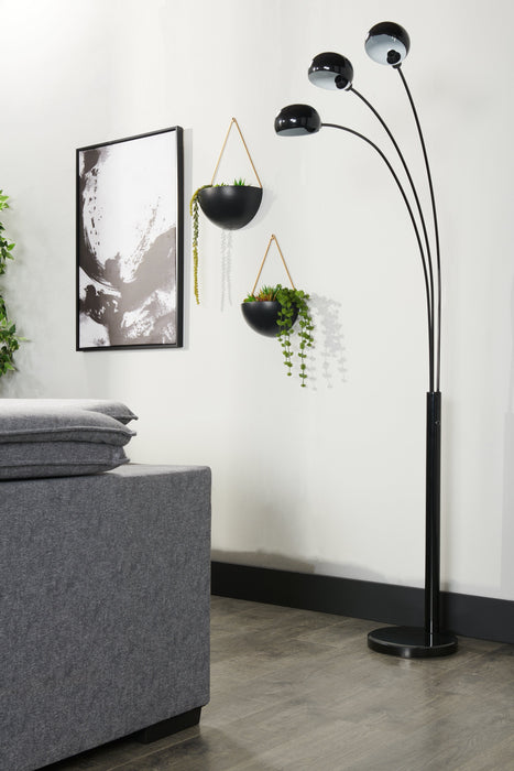 Black 3-Light Arc Floor Lamp