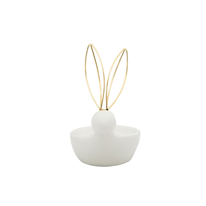 Ceramic Bunny Trinket Tray - White