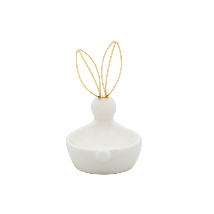 Ceramic Bunny Trinket Tray - White