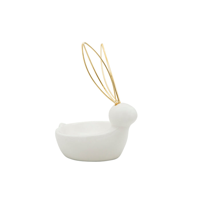 Ceramic Bunny Trinket Tray - White