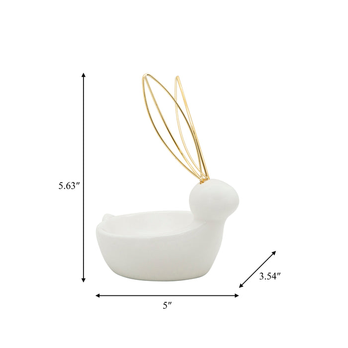 Ceramic Bunny Trinket Tray - White