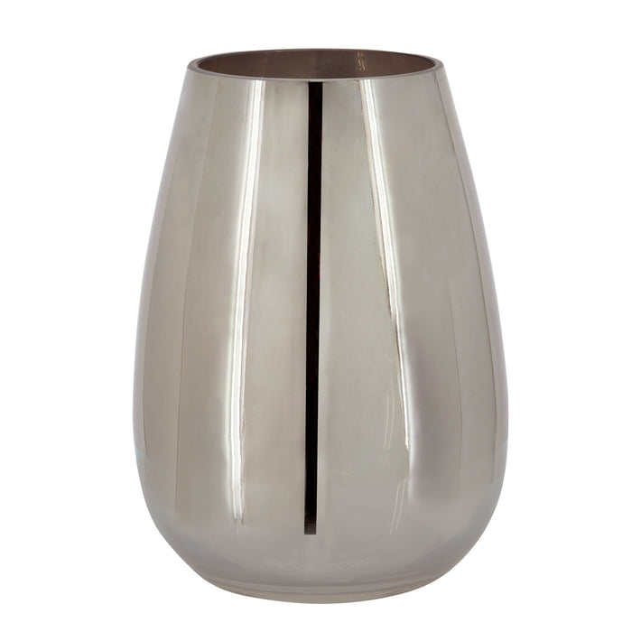 Glass 8\" Metallic Vase - Silver