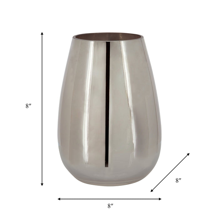 Glass 8\" Metallic Vase - Silver