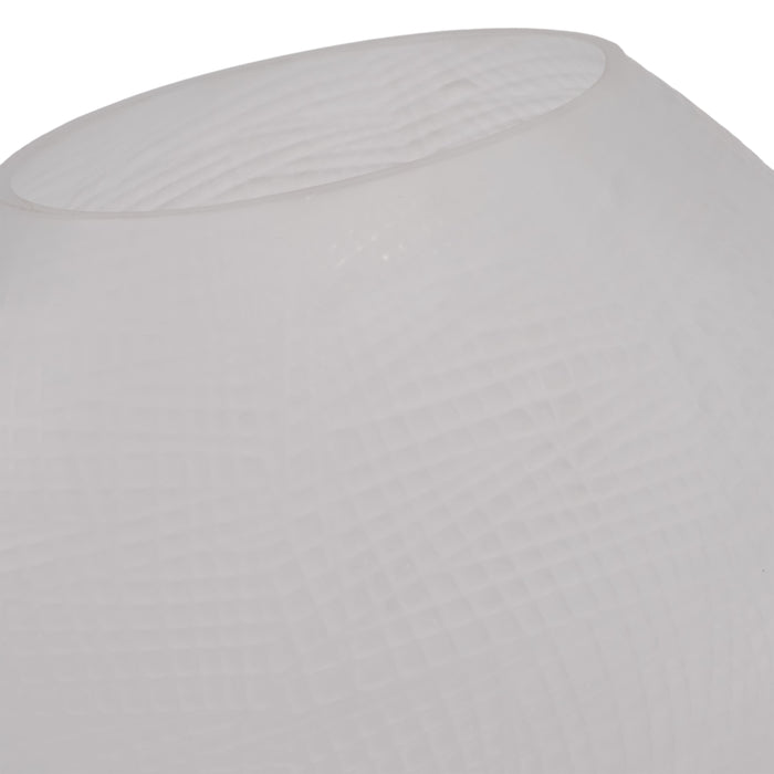 Glass 8\" Textured Vase - Frosted White 