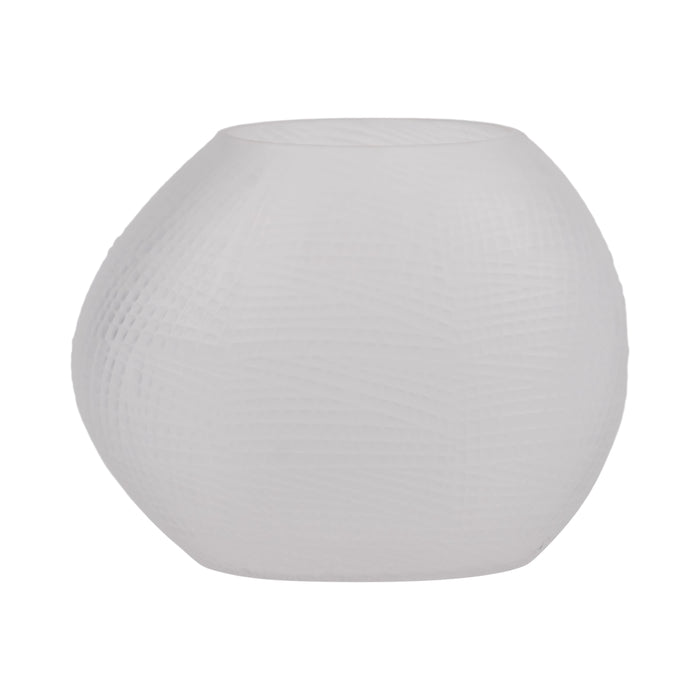 Glass 8\" Textured Vase - Frosted White 