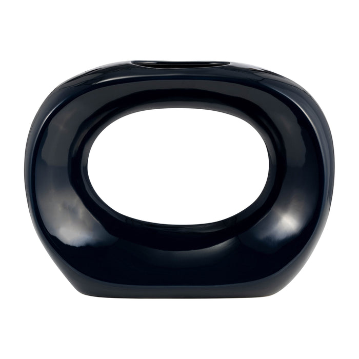 Ceramic 11\" Oval Vase - Navy