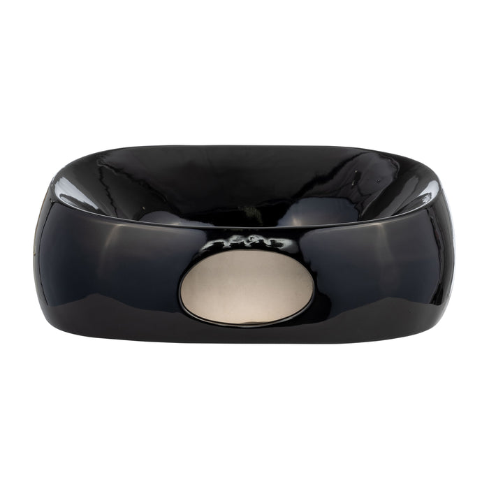 Ceramic 11\" Oval Vase - Shiny Black 