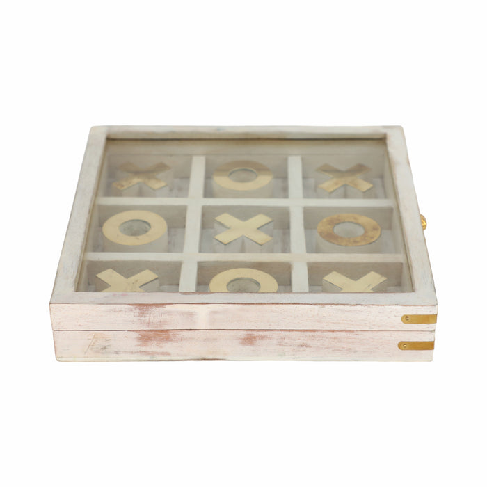 Wood 8\" x 8\" Tic Tac Toe - White 