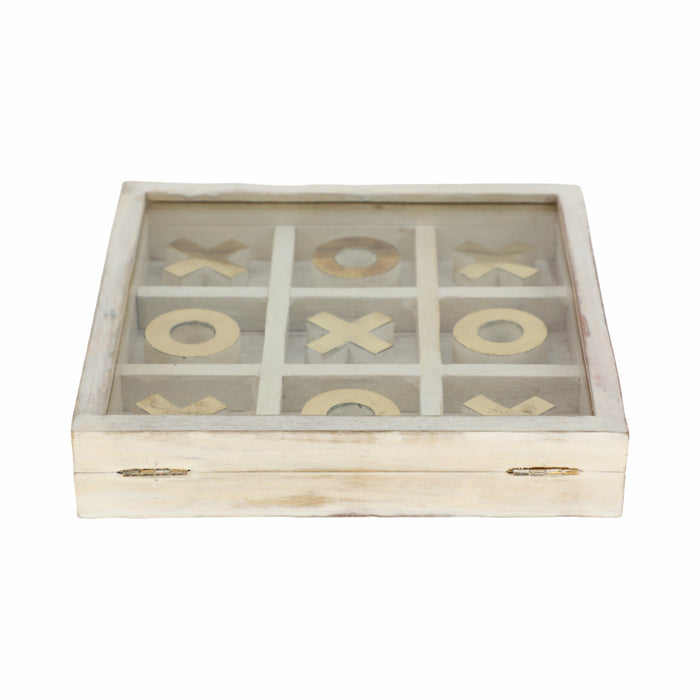 Wood 8\" x 8\" Tic Tac Toe - White 