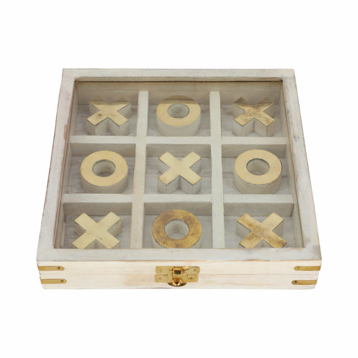 Wood 8\" x 8\" Tic Tac Toe - White 