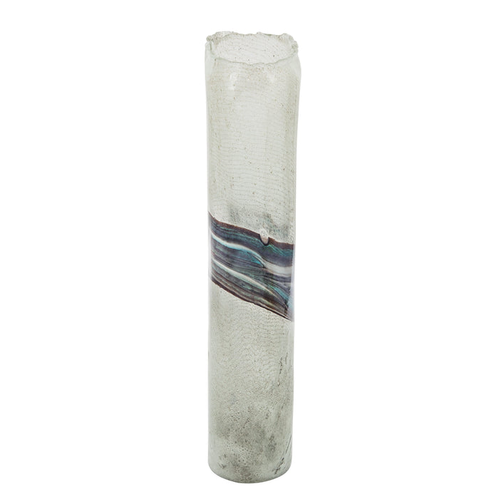 Glass 14\" Azurite Vase - Blue and Grey