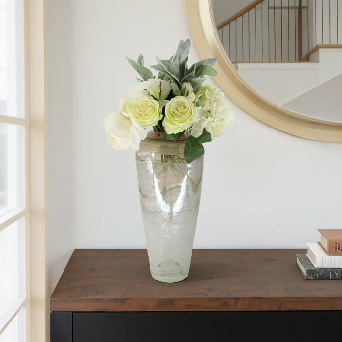 Clear Glass 17\" Crackled Vase