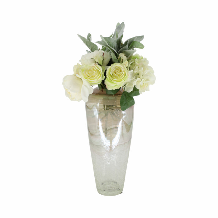 Clear Glass 17\" Crackled Vase