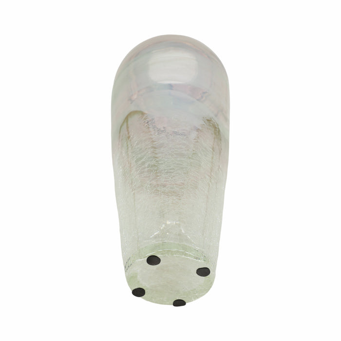 Clear Glass 17\" Crackled Vase
