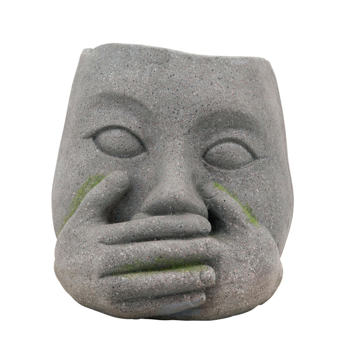 Resin 9\" No Speak Planter - Grey