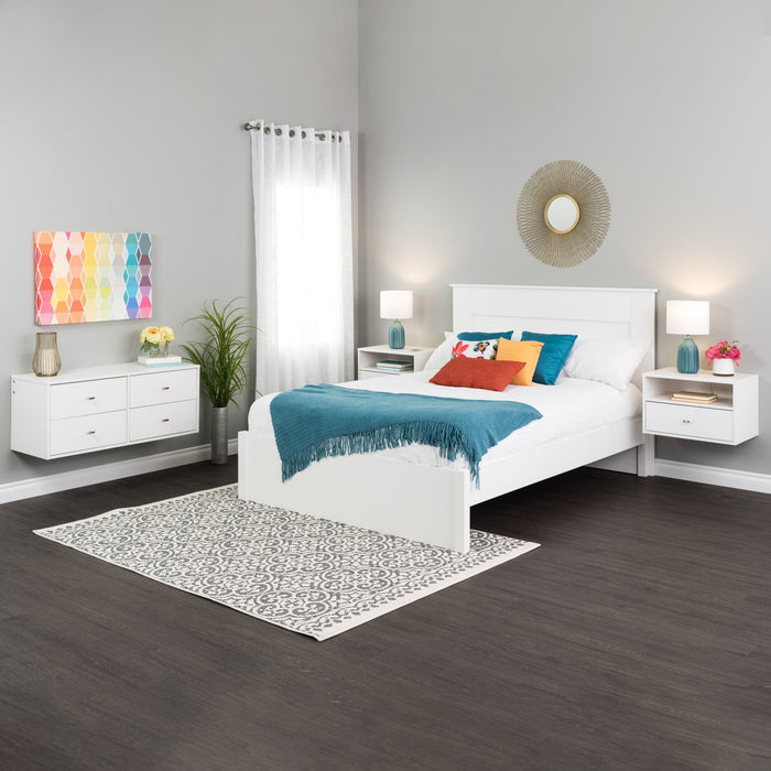 Floating Shelf with Drawer - White