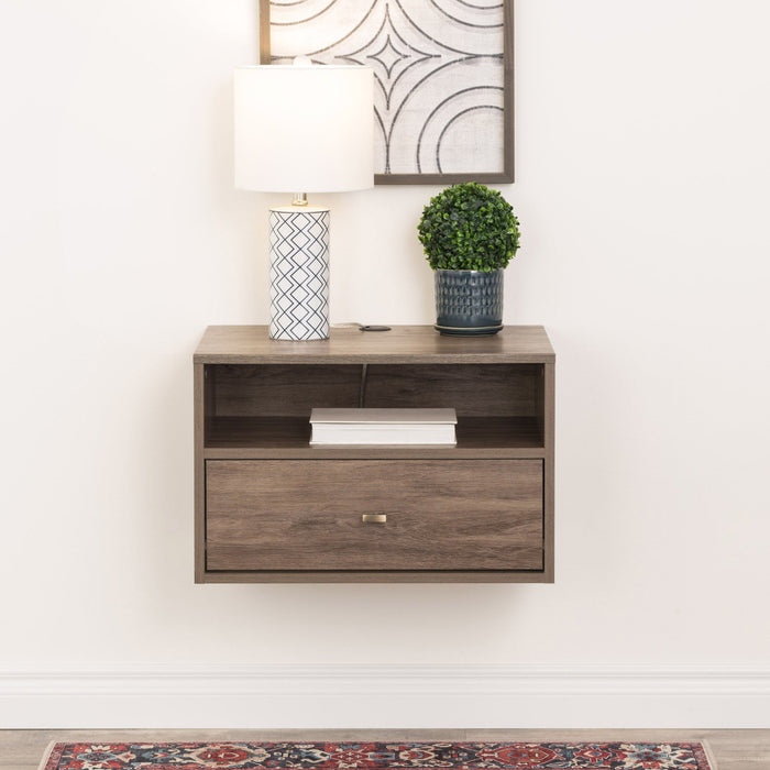 Floating Shelf with Drawer – Drifted Grey
