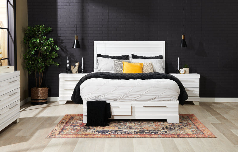 Olivia Full Platform Storage Bed - White
