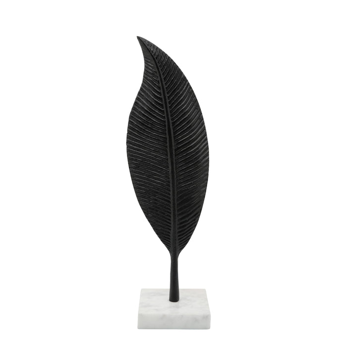 Metal 19\" Leaf Table Decor - Black 