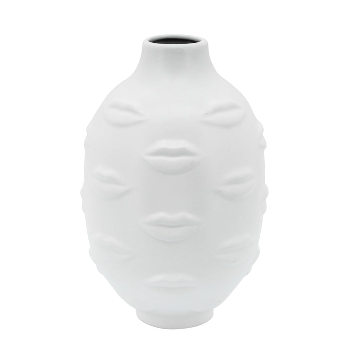 Ceramic 6\" Lips Vase - White