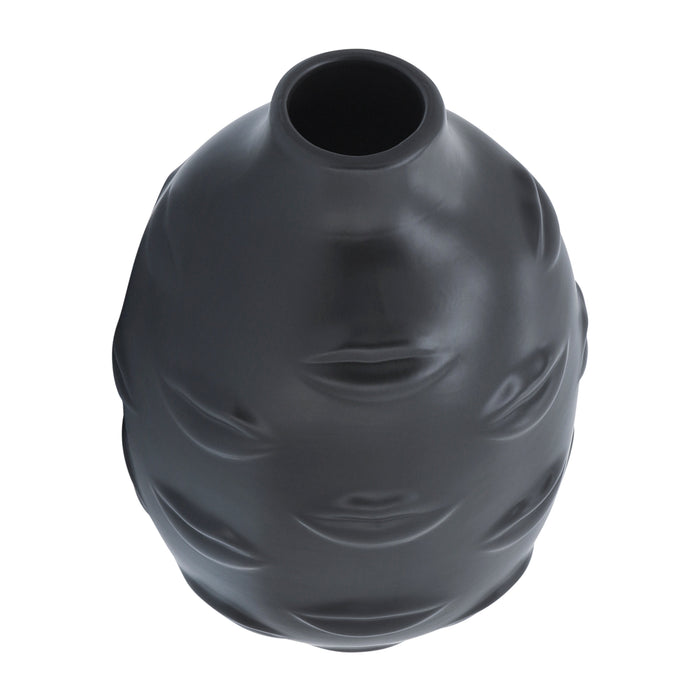 Ceramic 10\" Lips Vase - Black