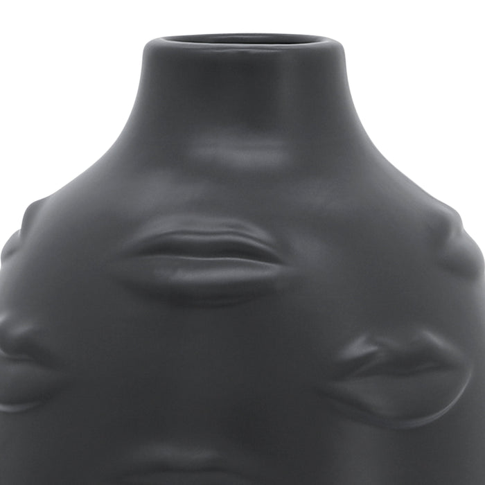 Ceramic 10\" Lips Vase - Black