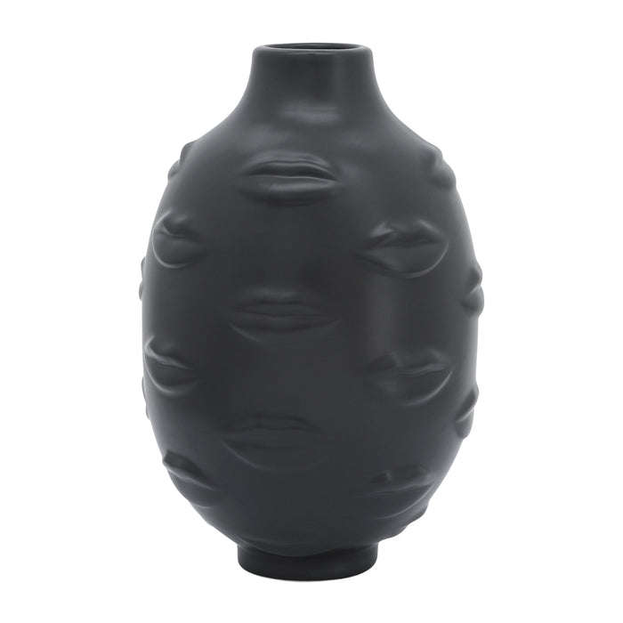 Ceramic 10\" Lips Vase - Black