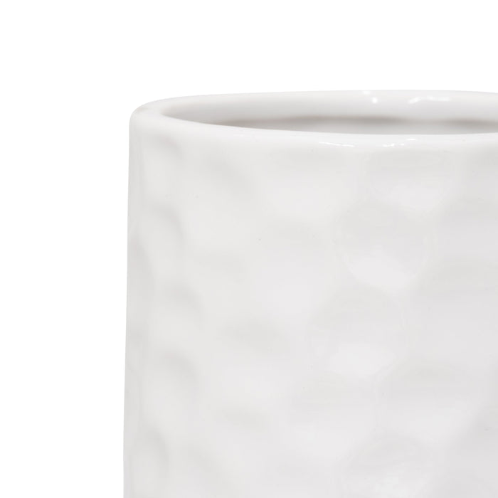 Ceramic 13\" Belted Vase - White and Gold