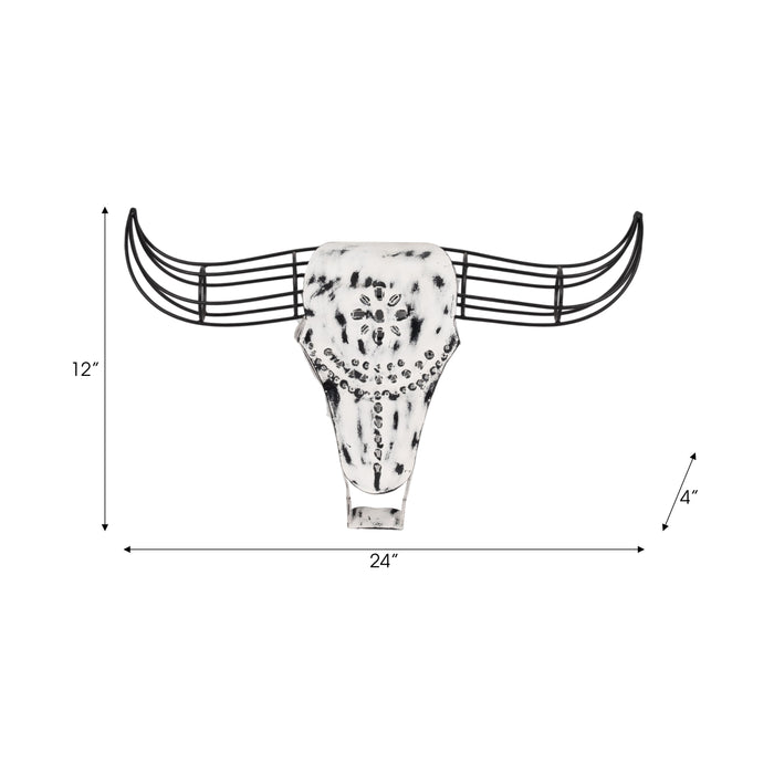 Metal 12\" Buffalo Wall Accent - Black and White 